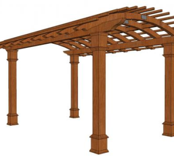 拱形防腐木花架su模型下载_sketchup草图大师SKP模型