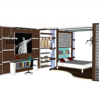 卧室桌子su模型下载_sketchup草图大师SKP模型
