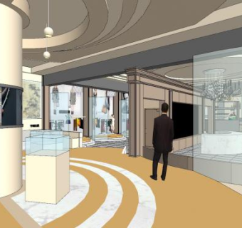 现代商场展厅SU模型下载_sketchup草图大师SKP模型