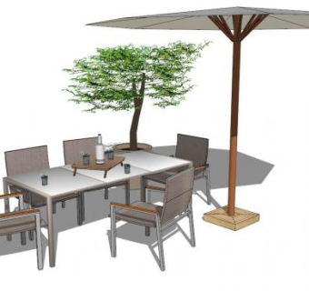 休闲区桌椅su模型下载_sketchup草图大师SKP模型