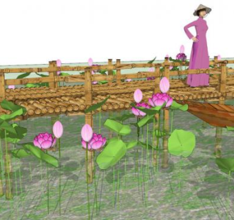 水上浮桥su模型下载_sketchup草图大师SKP模型