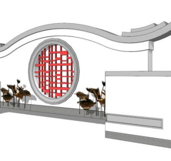 小型景墙su模型下载_sketchup草图大师SKP模型