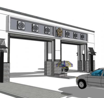 小院大门su模型下载_sketchup草图大师SKP模型