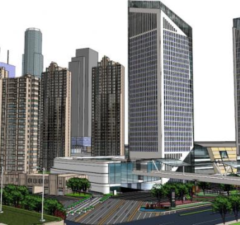 景观城市su模型下载_sketchup草图大师SKP模型