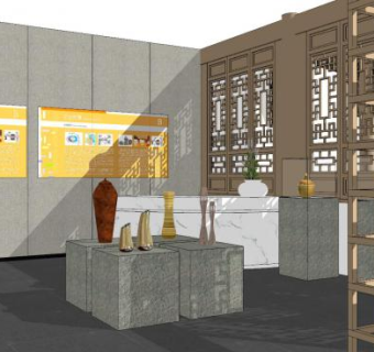 新中式古董店SU模型下载_sketchup草图大师SKP模型