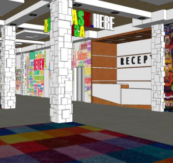 现代画展设计SU模型下载_sketchup草图大师SKP模型