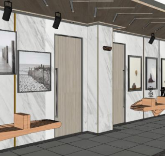 现代简约画展SU模型下载_sketchup草图大师SKP模型