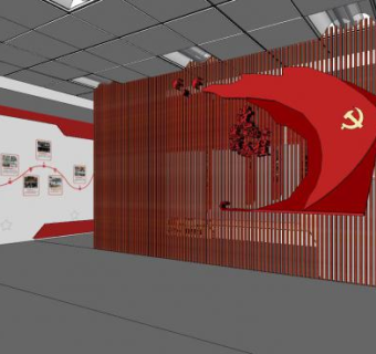 现代抗战展馆SU模型下载_sketchup草图大师SKP模型