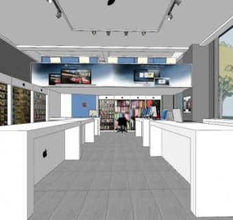 现代苹果展示区SU模型下载_sketchup草图大师SKP模型