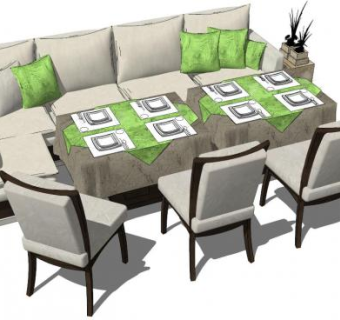 家庭桌椅su模型下载_sketchup草图大师SKP模型