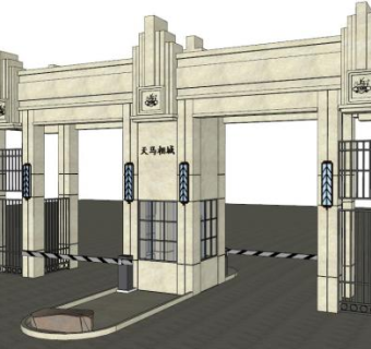 欧式大门入口su模型下载_sketchup草图大师SKP模型