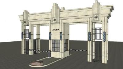 欧式大门入口su模型下载_sketchup草图大师SKP模型