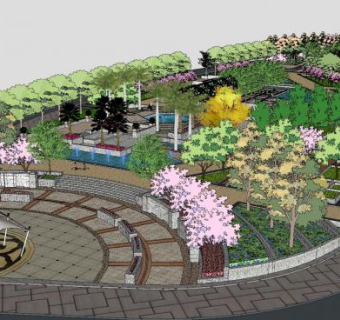 欧式景观规划SU模型下载_sketchup草图大师SKP模型