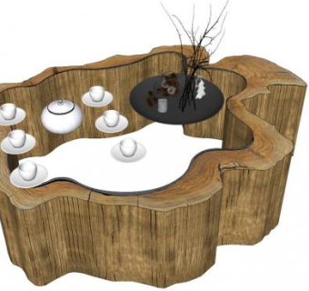 根艺茶桌su模型下载_sketchup草图大师SKP模型