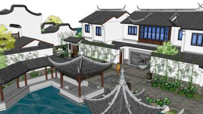 园林建筑su模型下载_sketchup草图大师SKP模型