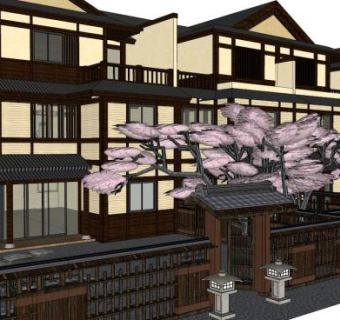 日式园林门口su模型下载_sketchup草图大师SKP模型