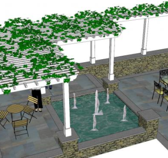 花架廊架su模型下载_sketchup草图大师SKP模型