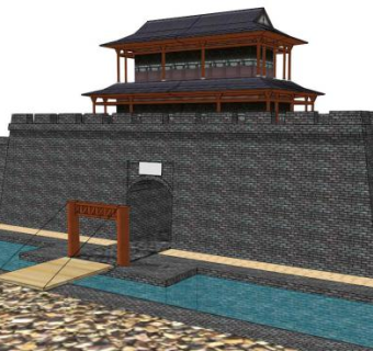 古城楼大门su模型下载_sketchup草图大师SKP模型