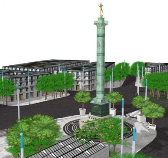 商业广场雕塑su模型下载_sketchup草图大师SKP模型