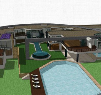 现代环形别墅设计SU模型下载_sketchup草图大师SKP模型