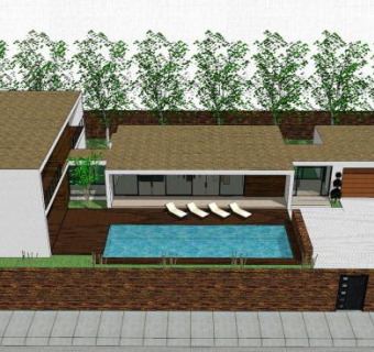 现代小型别墅设计SU模型下载_sketchup草图大师SKP模型