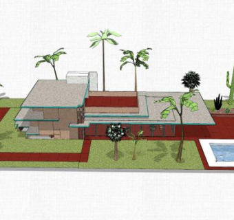 现代小型别墅建筑sketchup模型下载_sketchup草图大师SKP模型