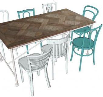 乡村景观桌椅su模型下载_sketchup草图大师SKP模型