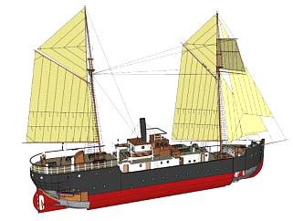 中国古代轮船su模型下载_sketchup草图大师SKP模型