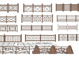 中式木栏杆设计su模型下载_sketchup草图大师SKP模型