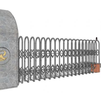 铁艺伸缩大门su模型下载_sketchup草图大师SKP模型