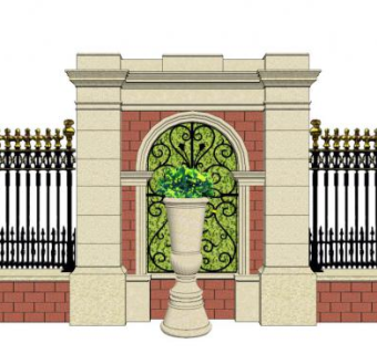 欧式院墙su模型下载_sketchup草图大师SKP模型