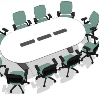 办公室会议桌su模型下载_sketchup草图大师SKP模型