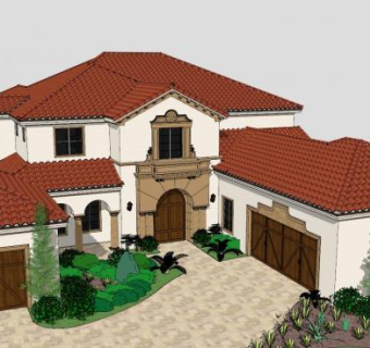 欧式别墅景观SU模型下载_sketchup草图大师SKP模型