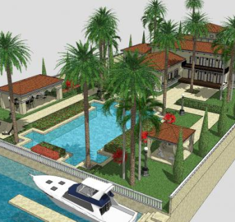 泰式别墅景观SU模型下载_sketchup草图大师SKP模型