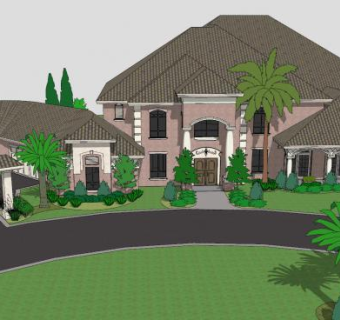 欧式轻奢别墅住宅SU模型下载_sketchup草图大师SKP模型