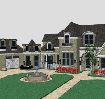 欧式复古别墅建筑SU模型下载_sketchup草图大师SKP模型