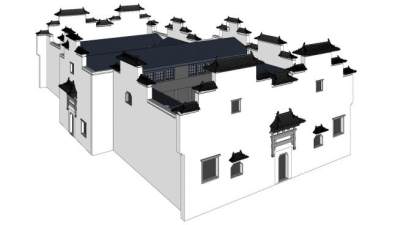 中式住宅庭院景观SU模型下载_sketchup草图大师SKP模型