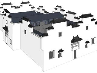 中式住宅庭院景观SU模型下载_sketchup草图大师SKP模型