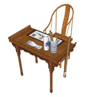 书法桌椅su模型下载_sketchup草图大师SKP模型