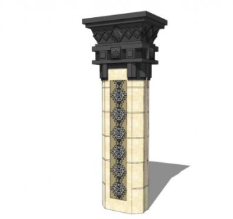 欧式小型景观柱设计su模型下载_sketchup草图大师SKP模型