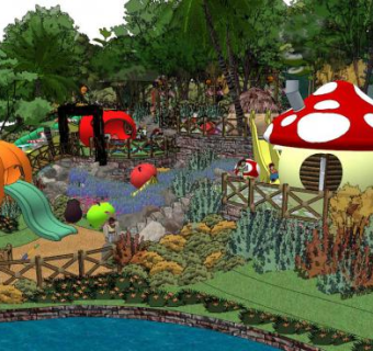 蘑菇儿童游乐园su模型下载_sketchup草图大师SKP模型