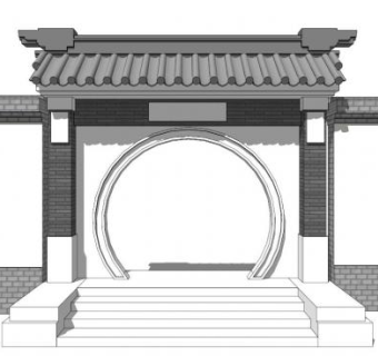 新中式院门su模型下载_sketchup草图大师SKP模型