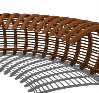 半圆形廊架su模型下载_sketchup草图大师SKP模型