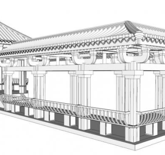简约亭廊组合设计su模型下载_sketchup草图大师SKP模型