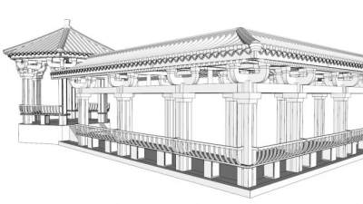 简约亭廊组合设计su模型下载_sketchup草图大师SKP模型