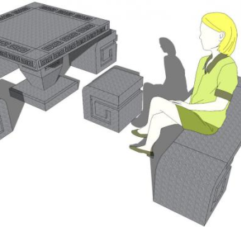 景观休闲石凳su模型下载_sketchup草图大师SKP模型