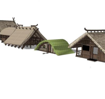 精品木屋草屋设计su模型下载_sketchup草图大师SKP模型