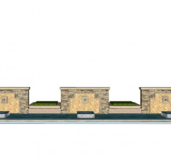 中式庭院围墙SU模型下载_sketchup草图大师SKP模型