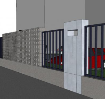 小区围墙su模型下载_sketchup草图大师SKP模型