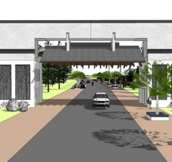 现代大门su模型下载_sketchup草图大师SKP模型
